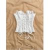 image:imageGORGLITTER Womens Lace Corset Tops Sexy Strapless Floral Textured Sheer Bustier Going Out Laceup Overbust Tube TopsPlain White