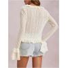 image:imageGORGLITTER Womens Lace Long Sleeve Top Y2K Cute Bell Sleeve Ruffled Blouses Mesh Tie Front Going Out TopsApricot Ruffle