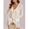 image:imageGORGLITTER Womens Lace Long Sleeve Top Y2K Cute Bell Sleeve Ruffled Blouses Mesh Tie Front Going Out TopsApricot Ruffle