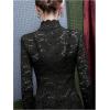 image:imageGORGLITTER Womens Lace Long Sleeve Tops Boho Mesh Sheer Mock Neck See Through Undershirt Going Out Outfits TopsBlack