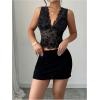 image:imageGORGLITTER Womens Lace Sheer Mesh Tops Y2K See Through Sleeveless Summer Going Out Country Concert Rave Tops TrendyBlack