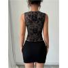 image:imageGORGLITTER Womens Lace Sheer Mesh Tops Y2K See Through Sleeveless Summer Going Out Country Concert Rave Tops TrendyBlack