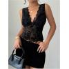 image:imageGORGLITTER Womens Lace Sheer Mesh Tops Y2K See Through Sleeveless Summer Going Out Country Concert Rave Tops TrendyBlack