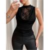 image:imageGORGLITTER Womens Lace Sleeveless Summer Tank Top Dressy Casual Draped Neck Cute Country Concert Y2K Going Out TopsBlack
