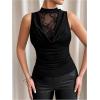 image:imageGORGLITTER Womens Lace Sleeveless Summer Tank Top Dressy Casual Draped Neck Cute Country Concert Y2K Going Out TopsBlack