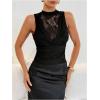 image:imageGORGLITTER Womens Lace Sleeveless Summer Tank Top Dressy Casual Draped Neck Cute Country Concert Y2K Going Out TopsBlack Lace