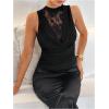 image:imageGORGLITTER Womens Lace Sleeveless Summer Tank Top Dressy Casual Draped Neck Cute Country Concert Y2K Going Out TopsBlack Lace