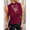 image:imageGORGLITTER Womens Lace Sleeveless Summer Tank Top Dressy Casual Draped Neck Cute Country Concert Y2K Going Out TopsBurgundy