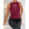 image:imageGORGLITTER Womens Lace Sleeveless Summer Tank Top Dressy Casual Draped Neck Cute Country Concert Y2K Going Out TopsBurgundy