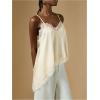 image:imageGORGLITTER Womens Lace Trim Asymmetrical Hem Cami Tops Y2k Spaghetti Strap Sexy Loose Tank Top Vacation Going Out OutfitsApricot