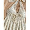 image:imageGORGLITTER Womens Lace Trim Tie Front Going Out Tops Swiss Dots Backless Ruffle Hem Summer Halter Vest Top 2025Apricot