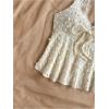image:imageGORGLITTER Womens Lace Trim Tie Front Going Out Tops Swiss Dots Backless Ruffle Hem Summer Halter Vest Top 2025Apricot