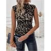image:imageGORGLITTER Womens Leopard Animal Print Sleeveless Tank Tops Cheetah Mock Neck Going Out Tops Trendy 2025Brown