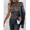 image:imageGORGLITTER Womens Leopard Animal Print Sleeveless Tank Tops Cheetah Mock Neck Going Out Tops Trendy 2025Brown
