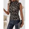 image:imageGORGLITTER Womens Leopard Animal Print Sleeveless Tank Tops Cheetah Mock Neck Going Out Tops Trendy 2025Brown