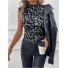 image:imageGORGLITTER Womens Leopard Animal Print Sleeveless Tank Tops Cheetah Mock Neck Going Out Tops Trendy 2025Grey