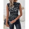 image:imageGORGLITTER Womens Leopard Animal Print Sleeveless Tank Tops Cheetah Mock Neck Going Out Tops Trendy 2025Grey