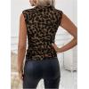 image:imageGORGLITTER Womens Leopard Animal Print Sleeveless Tank Tops Cheetah Mock Neck Going Out Tops Trendy 2025Rust Brown