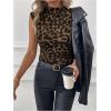 image:imageGORGLITTER Womens Leopard Animal Print Sleeveless Tank Tops Cheetah Mock Neck Going Out Tops Trendy 2025Rust Brown