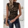 image:imageGORGLITTER Womens Leopard Animal Print Sleeveless Tank Tops Cheetah Mock Neck Going Out Tops Trendy 2025Rust Brown