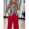 image:imageGORGLITTER Womens Leopard Blazer Vest Tops Button Up Cheetah Print Sleeveless V Neck Waistcoat Country Concert OutfitsCoffee Brown