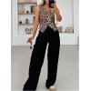 image:imageGORGLITTER Womens Leopard Blazer Vest Tops Button Up Cheetah Print Sleeveless V Neck Waistcoat Country Concert OutfitsCoffee Brown