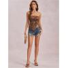 image:imageGORGLITTER Womens Mesh Asymmetrical Tube Top Strapless Going Out Gothic Y2K Bandeau TopsBrown