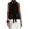 image:imageGORGLITTER Womens Mesh Halter Flowy Tank Tops Ruffle Chiffon Tie Neck Cut Out Brunch Dinner Crop Tops Going Out OutfitsBlack
