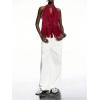 image:imageGORGLITTER Womens Mesh Halter Flowy Tank Tops Ruffle Chiffon Tie Neck Cut Out Brunch Dinner Crop Tops Going Out OutfitsBurgundy