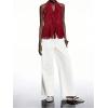 image:imageGORGLITTER Womens Mesh Halter Flowy Tank Tops Ruffle Chiffon Tie Neck Cut Out Brunch Dinner Crop Tops Going Out OutfitsBurgundy