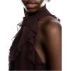 image:imageGORGLITTER Womens Mesh Halter Flowy Tank Tops Ruffle Chiffon Tie Neck Cut Out Brunch Dinner Crop Tops Going Out OutfitsCoffee Brown