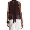 image:imageGORGLITTER Womens Mesh Halter Flowy Tank Tops Ruffle Chiffon Tie Neck Cut Out Brunch Dinner Crop Tops Going Out OutfitsCoffee Brown
