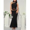 image:imageGORGLITTER Womens One Shoulder Asymmetrical Scarf Top Trendy Y2K Summer Mesh Halter Sleeveless Going Out Crop Tank TopBlack