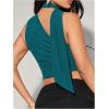 image:imageGORGLITTER Womens One Shoulder Asymmetrical Scarf Top Trendy Y2K Summer Mesh Halter Sleeveless Going Out Crop Tank TopBlue