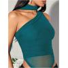 image:imageGORGLITTER Womens One Shoulder Asymmetrical Scarf Top Trendy Y2K Summer Mesh Halter Sleeveless Going Out Crop Tank TopBlue