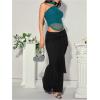image:imageGORGLITTER Womens One Shoulder Asymmetrical Scarf Top Trendy Y2K Summer Mesh Halter Sleeveless Going Out Crop Tank TopBlue