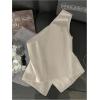 image:imageGORGLITTER Womens One Shoulder Blazer Vest Tops Sleeveless Metal Button Up Business Casual Work Suit Top Dressy TrendyApricot