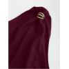 image:imageGORGLITTER Womens One Shoulder Bodysuit Metal Decor Ruched Asymmetrical Neck Sleeveless Leotard ClubwearBurgundy