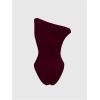 image:imageGORGLITTER Womens One Shoulder Bodysuit Metal Decor Ruched Asymmetrical Neck Sleeveless Leotard ClubwearBurgundy