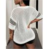 image:imageGORGLITTER Womens Oversized Jersey Shirts Y2k Crochet Graphic Number Short Sleeve Sweater Knit Top 2026White