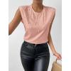 image:imageGORGLITTER Womens Pearl Beaded Top Blouses Casual Dressy Sleeveless Shoulder Pad Tee TShirt Going Out OutfitsPink