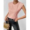 image:imageGORGLITTER Womens Pearl Beaded Top Blouses Casual Dressy Sleeveless Shoulder Pad Tee TShirt Going Out OutfitsPink