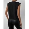 image:imageGORGLITTER Womens Pearl Beaded Top Blouses Casual Dressy Sleeveless Shoulder Pad Tee TShirt Going Out OutfitsSolid Black