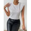 image:imageGORGLITTER Womens Pearl Beaded Top Blouses Casual Dressy Sleeveless Shoulder Pad Tee TShirt Going Out OutfitsSolid White