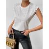 image:imageGORGLITTER Womens Pearl Beaded Top Blouses Casual Dressy Sleeveless Shoulder Pad Tee TShirt Going Out OutfitsSolid White