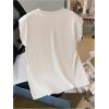 image:imageGORGLITTER Womens Pearl Beaded Top Blouses Casual Dressy Sleeveless Shoulder Pad Tee TShirt Going Out OutfitsWhite Rhinestone