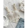 image:imageGORGLITTER Womens Pearl Knit Crop Tops Beaded Asymmetrical Button Down Sleeveless Sweater VestApricot
