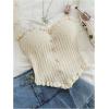 image:imageGORGLITTER Womens Pearl Tube Tops Strapless Beaded Seashell Tops Dressy Summer Ruffle Asymmetrical Knit Crop Top TrendyBeige