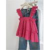 image:imageGORGLITTER Womens Plaid Babydoll Tops Gingham Layered Ruffle Cami Top Frill Trim Tank Tops Coquette ShirtsHot Pink