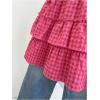 image:imageGORGLITTER Womens Plaid Babydoll Tops Gingham Layered Ruffle Cami Top Frill Trim Tank Tops Coquette ShirtsHot Pink